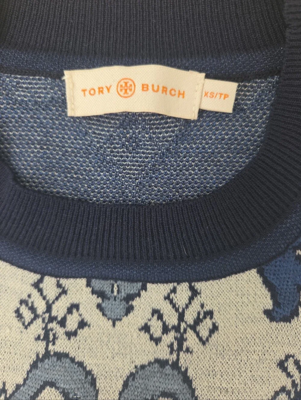 Tory Burch Malibu Blue Fringe Wool Lisbon Runway Sweater